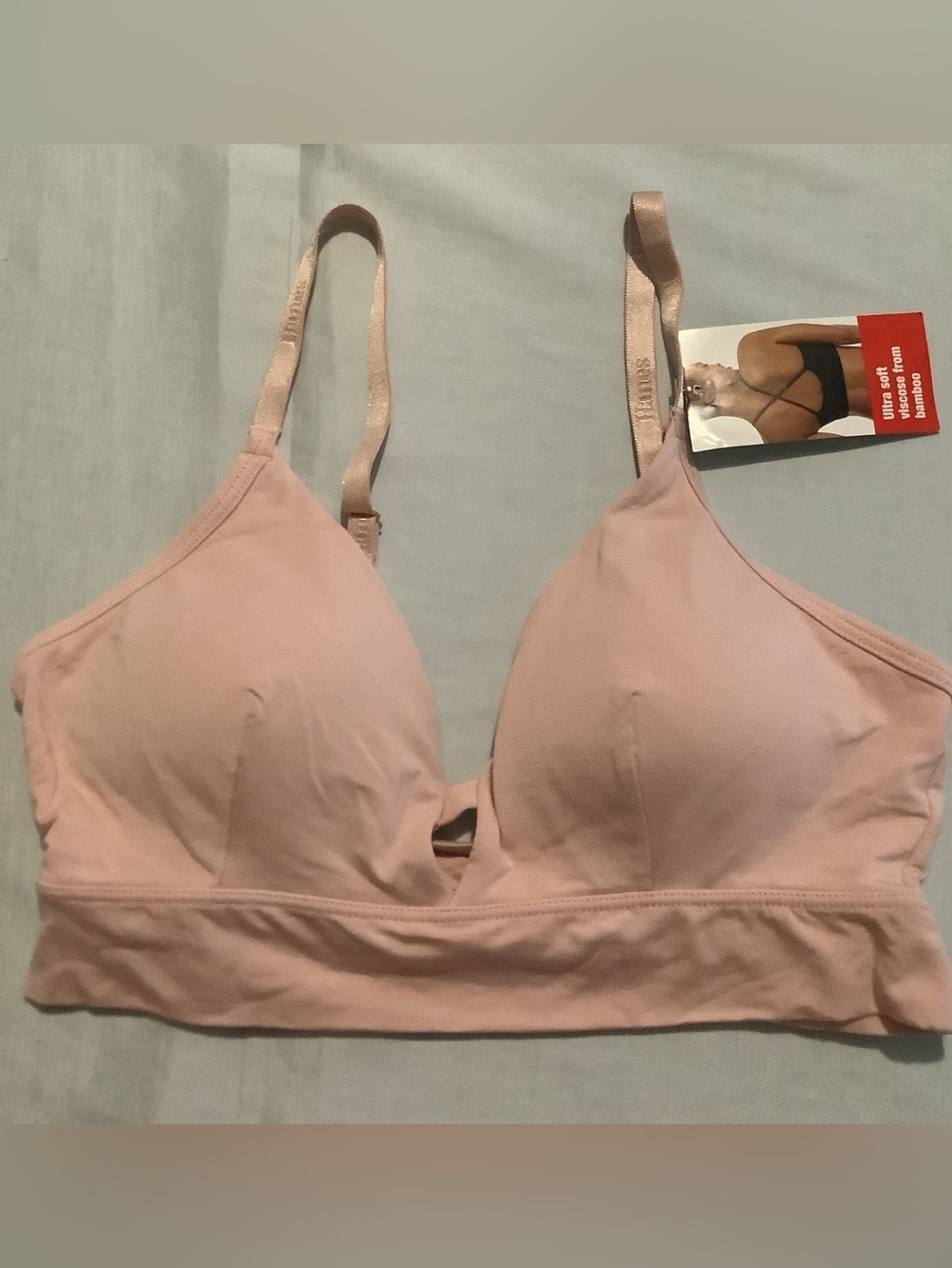 Hanes Light Pink Wireless Bralette with Adjustable Straps